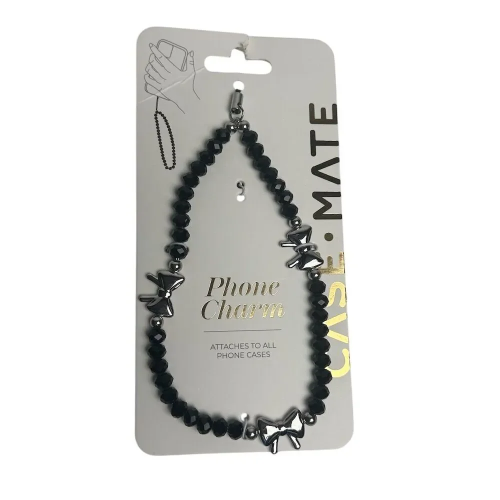Case-Mate Black Beaded Phone Charm‎ with Metal Accents Universal Fit